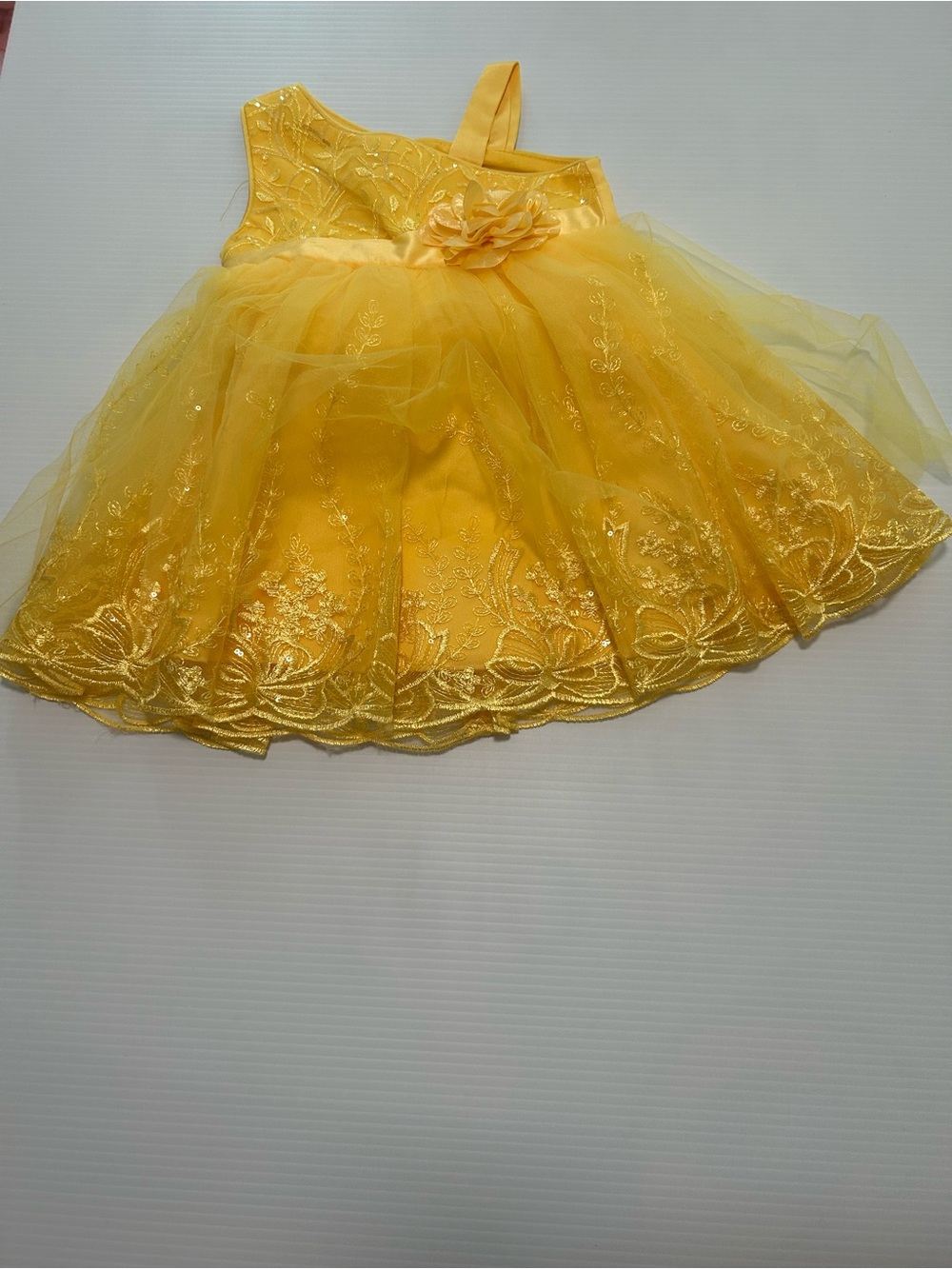 Yellow Tulle Flower-Accent Kids Costume Dress